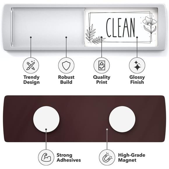 Stylish Dishwasher Magnet Clean Dirty Sign - Ideal Clean Dirty Magnet - Picture 2 of 6